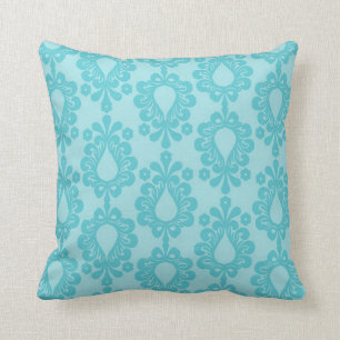 Cojín Decorativo floral damasco azul bonito de dos tonos