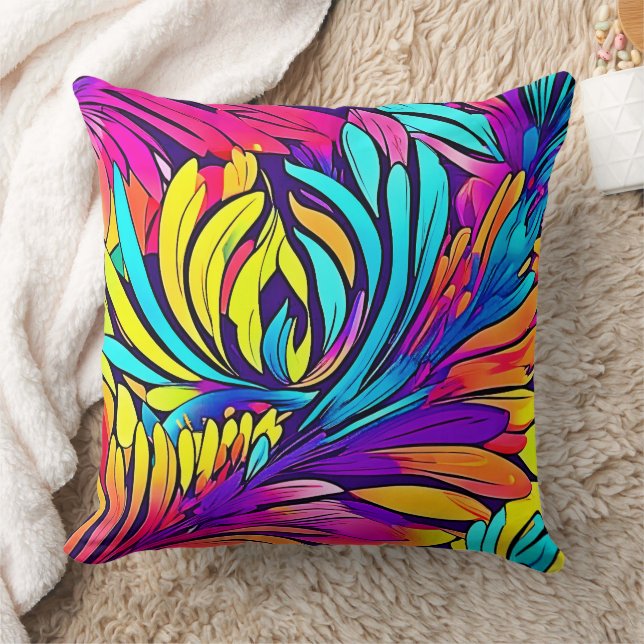 Cojín Decorativo Floral de abstracto vibrante (Manta)