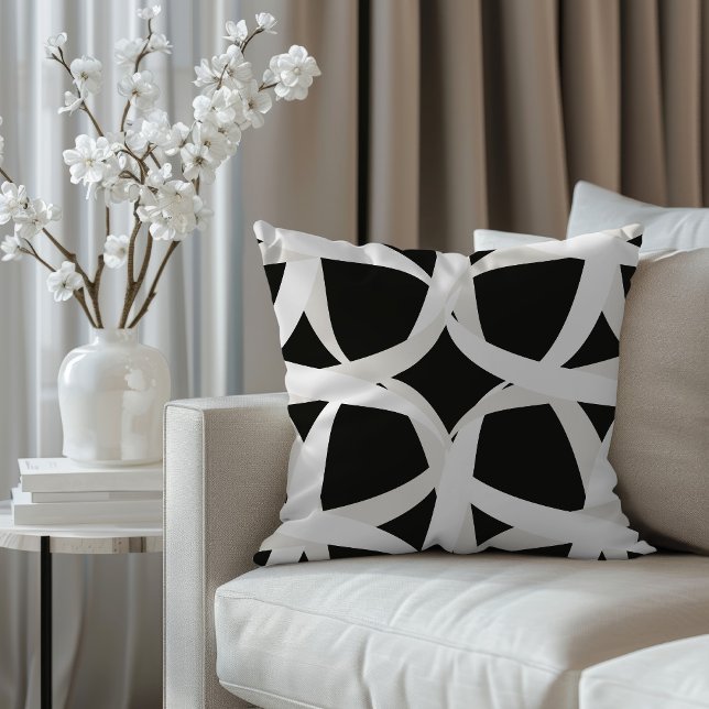 Cojín Decorativo Floral de acento monocromático blanco y negro (Subido por el creador)