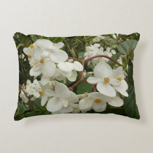 Cojín Decorativo Floral de Begonia blanca tropical