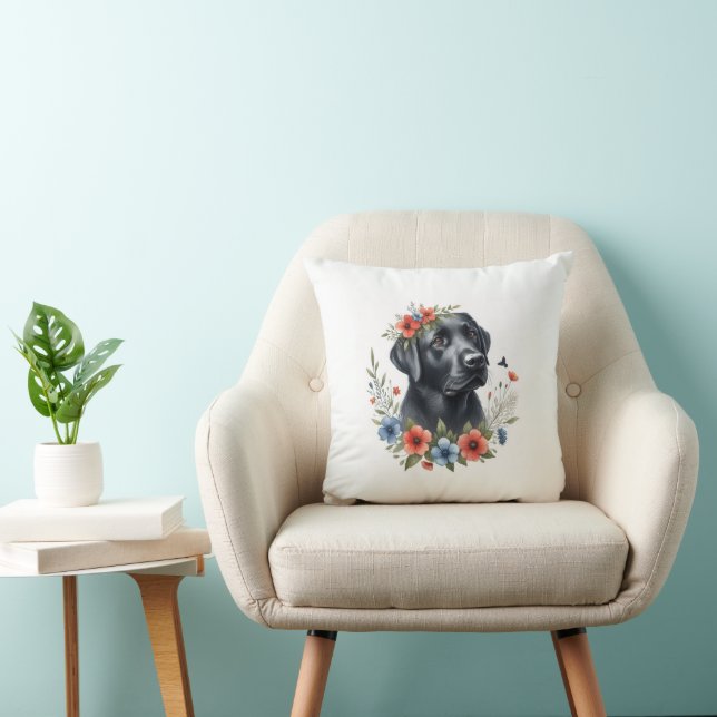 Cojín Decorativo Floral de Black Lab (Silla)