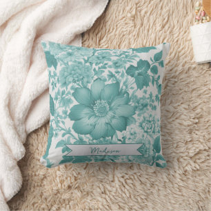 Cojín Decorativo Floral de chinas verde azuladas de época personali