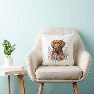 Cojín decorativo Floral de Chocolate Lab