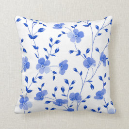 Cojín Decorativo Floral de color azul cielo moderno   