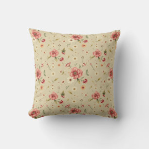 Cojín decorativo floral de color beige para decora