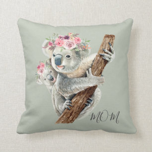 Cojín Decorativo Floral de color de agua moderna suave Koala person