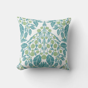 Cojín Decorativo Floral de color turquesa y verde