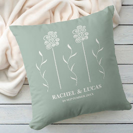 Cojín Decorativo Floral de curry Minimalista verde sabio