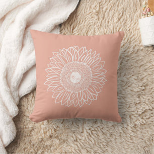 Cojín Decorativo Floral de dibujo de girasol gráfico de color mate