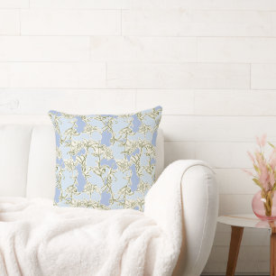 Cojín Decorativo Floral de Doodle Azul