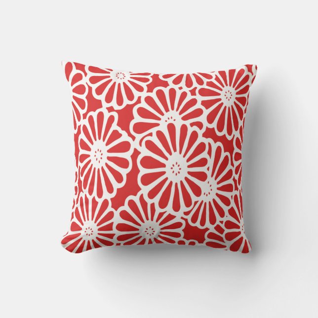 Cojín Decorativo Floral de estados de ánimo de Asia rojo (Anverso)