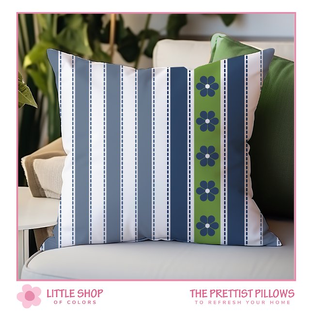 Cojín Decorativo Floral de franjas verdes azules (Subido por el creador)