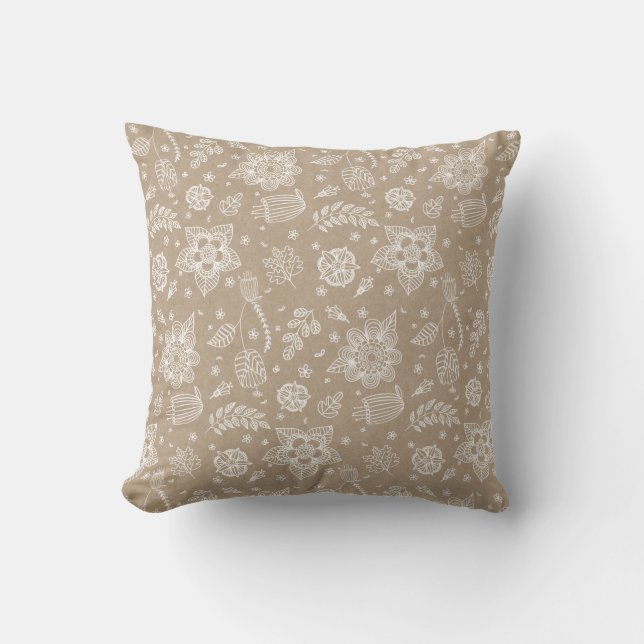 Cojín decorativo floral de Kraft ruso (Anverso)
