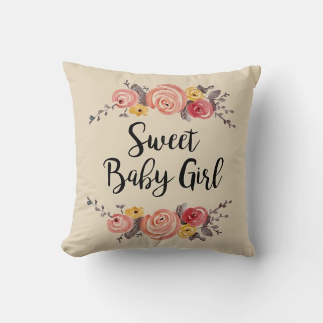Cojín decorativo floral de la bebé dulce (Anverso)