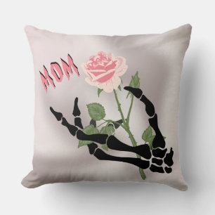 Cojín Decorativo Floral de mano de cráneo