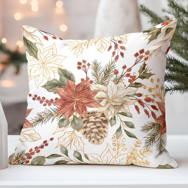 Cojín Decorativo Floral de Navidades de Red Gold Purpurina (Subido por el creador)