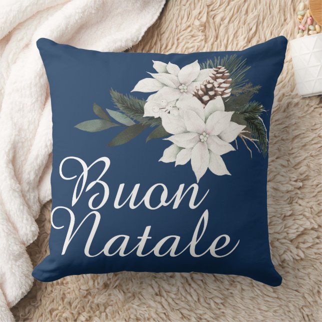 Cojín Decorativo Floral de Navidades italianos Buon Natale sobre az (Manta)