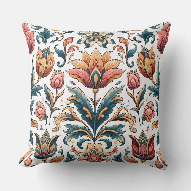 Cojín decorativo floral de ornato audaz (Anverso)