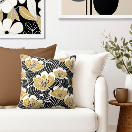 Cojín Decorativo Floral de oro negro