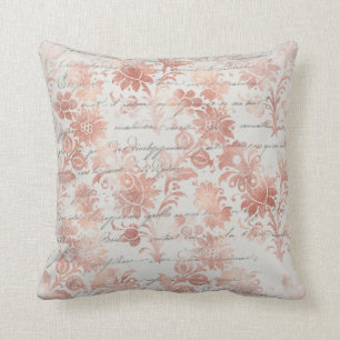 Cojín Decorativo Floral de oro Rosa francés