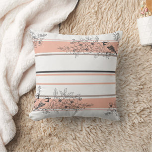 Cojín Decorativo Floral de Pájaro Vintage Estampado a Rayas (12)