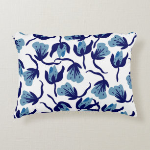 Cojín Decorativo Floral De Pansy Azul: Impresionante.