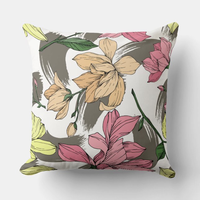 Cojín Decorativo Floral de primavera silvestre Magnolia Artista pin (Anverso)