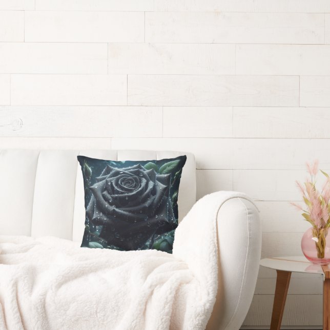 Cojín Decorativo Floral de Rosa negro (Sofá)