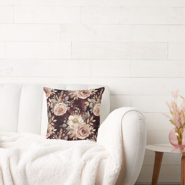 Cojín Decorativo Floral de Rubor roja de Borgoña (Sofá)