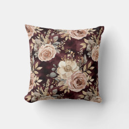 Cojín Decorativo Floral de Rubor roja de Borgoña