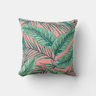 Cojín Decorativo Floral de selva tropical: patrón de hojas de palme