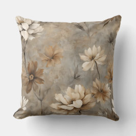 Cojín Decorativo Floral de tierra beige gris marrón neutro