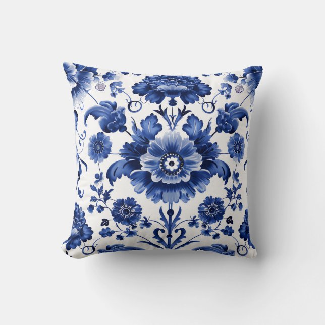 Cojín Decorativo Floral Delft Blue (Anverso)