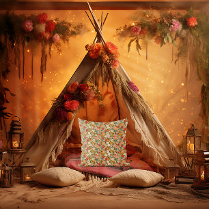 Cojín Decorativo Floral Delicada de Cottagecore rosa y azul