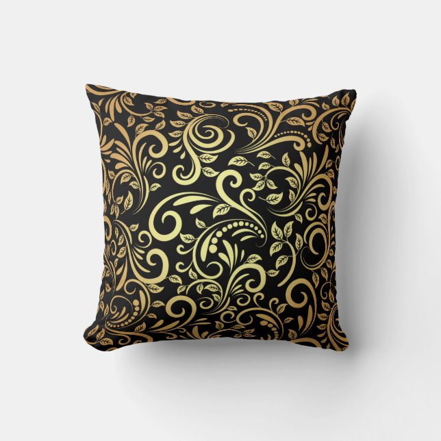 Cojín Decorativo floral dorada (Anverso)
