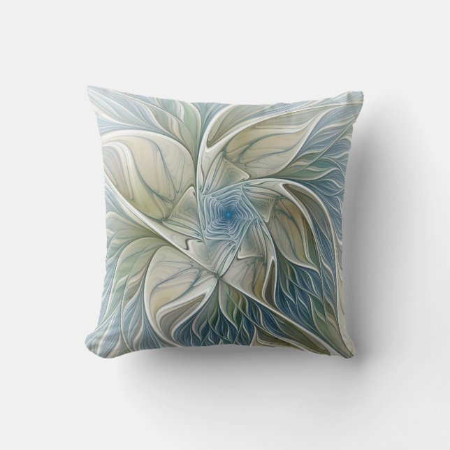 Cojín Decorativo Floral Dream Pattern Abstract Blue Khaki Fractal (Anverso)