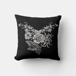 Cojín Decorativo Floral elegante de mariposa rosa blanca