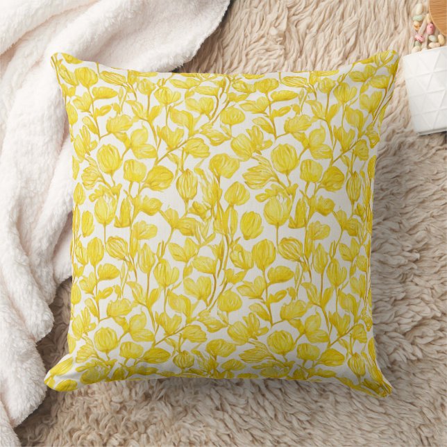 Cojín Decorativo Floral en patrón amarillo (Manta)