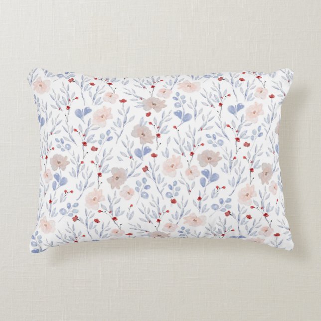 Cojín decorativo floral en tonos suaves (Anverso)