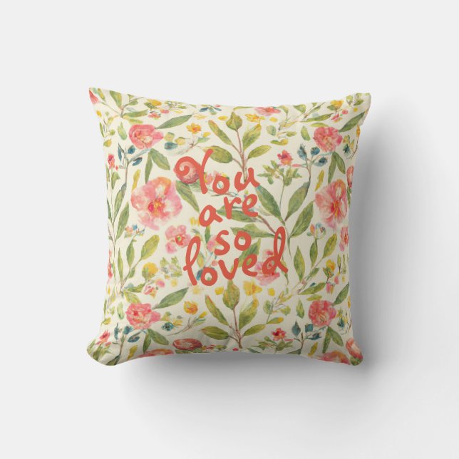 Cojín Decorativo Floral "Eres tan amada" (Anverso)