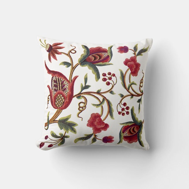 Cojín Decorativo Floral Faux Jacobean Embroidered Pillow (Anverso)