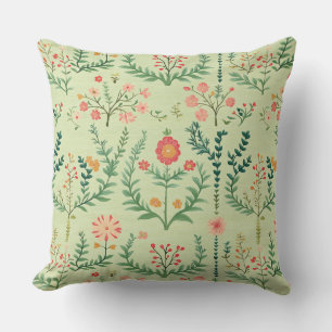 Cojín Decorativo Floral folclórica verde pálido