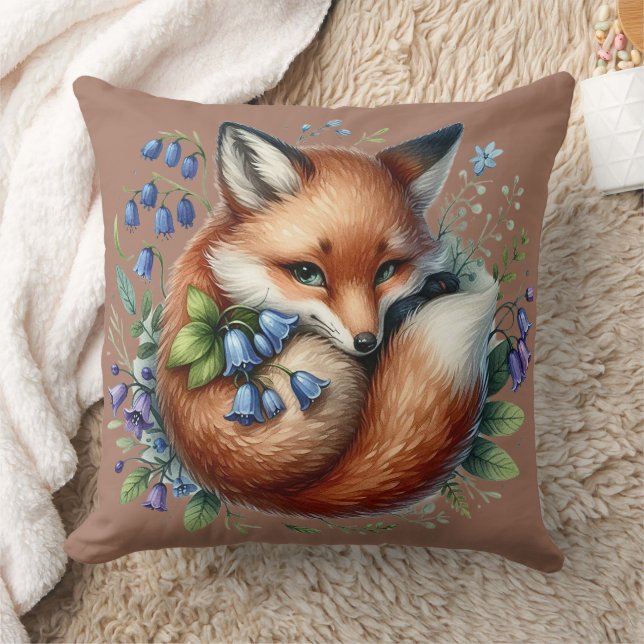 Cojín Decorativo Floral Fox Botanical Woodland Art (Manta)