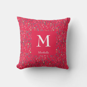 Cojín Decorativo FLORAL Frambuesa Personalizado MONOGRAMA