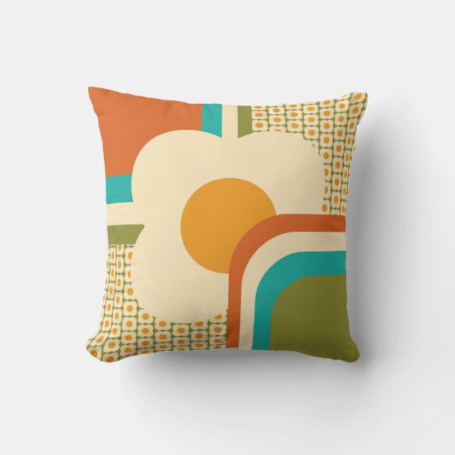 Cojín Decorativo Floral geométrica retro 70 (Anverso)