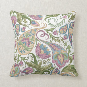 Cojín decorativo floral Green & Purple Paisley