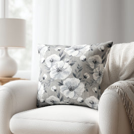 Cojín Decorativo Floral Gris