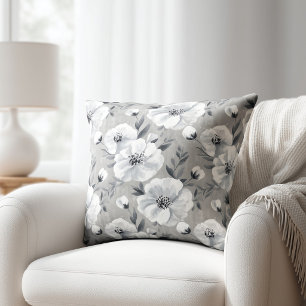 Cojín Decorativo Floral Gris