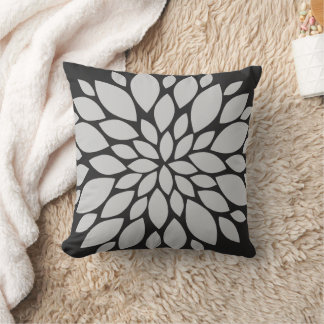 Cojín Decorativo Floral gris claro y gris oscuro