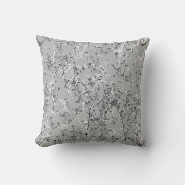 Cojín Decorativo Floral gris sintáctica moderna (Anverso)